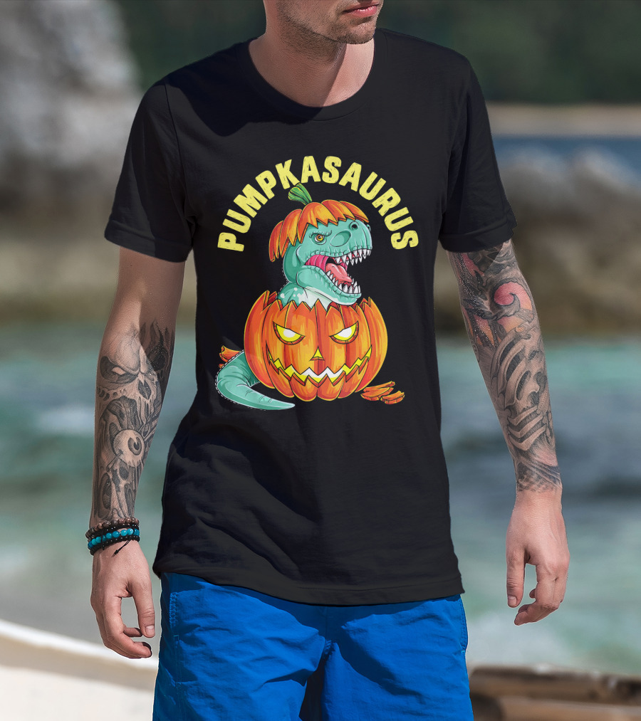 Halloween Kids Pumpkasaurus Dinosaur Pumpkin T-Shirt
