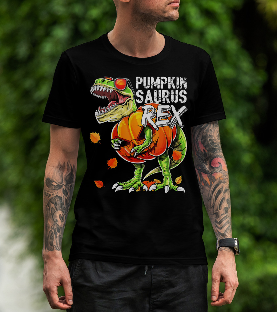 Pumpkinsaurus Rex Halloween Dinosaur Pumpkin Jack O Lantern T-Shirt