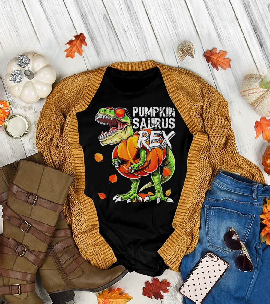 Pumpkinsaurus Rex Halloween Dinosaur Pumpkin Jack O Lantern T-Shirt