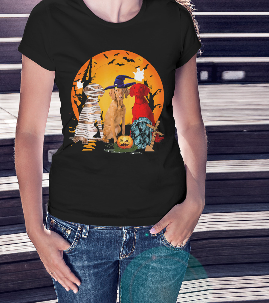 My Vizsla Team Halloween Pumpkin Mummy Witch Dog T-Shirt