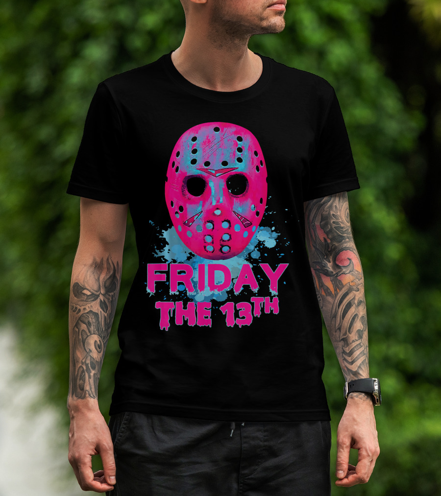 Friday The 13th Pink Neon Hockey Mask Horror T-Shirt