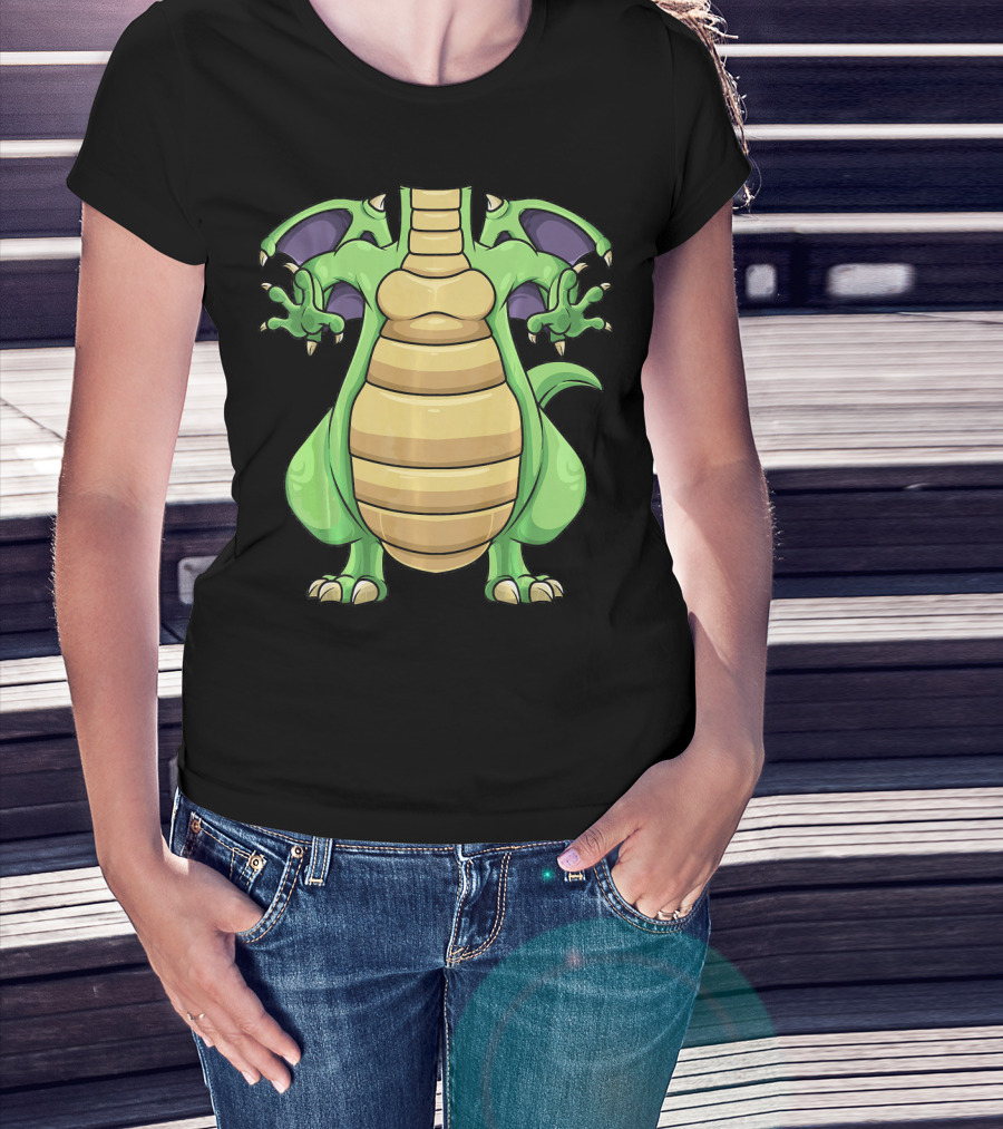 Cool Headless Dragon Retro Cartoon Style Green Monster T-Shirt