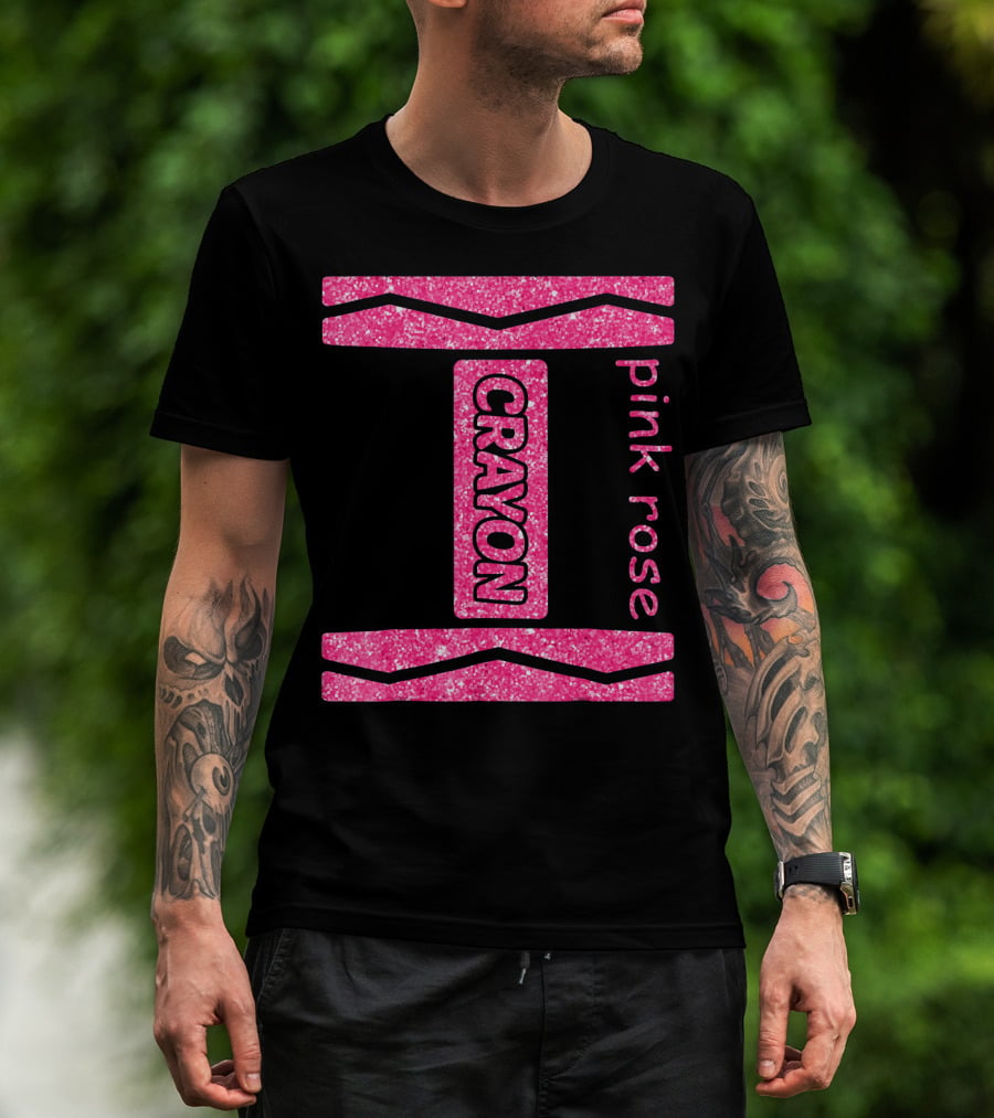 Pink Rose Crayon Halloween Couple Friend Costume T-Shirt