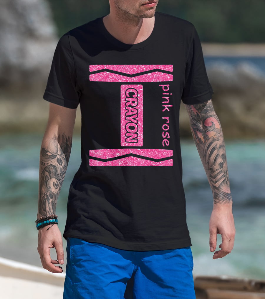 Pink Rose Crayon Halloween Couple Friend Costume T-Shirt