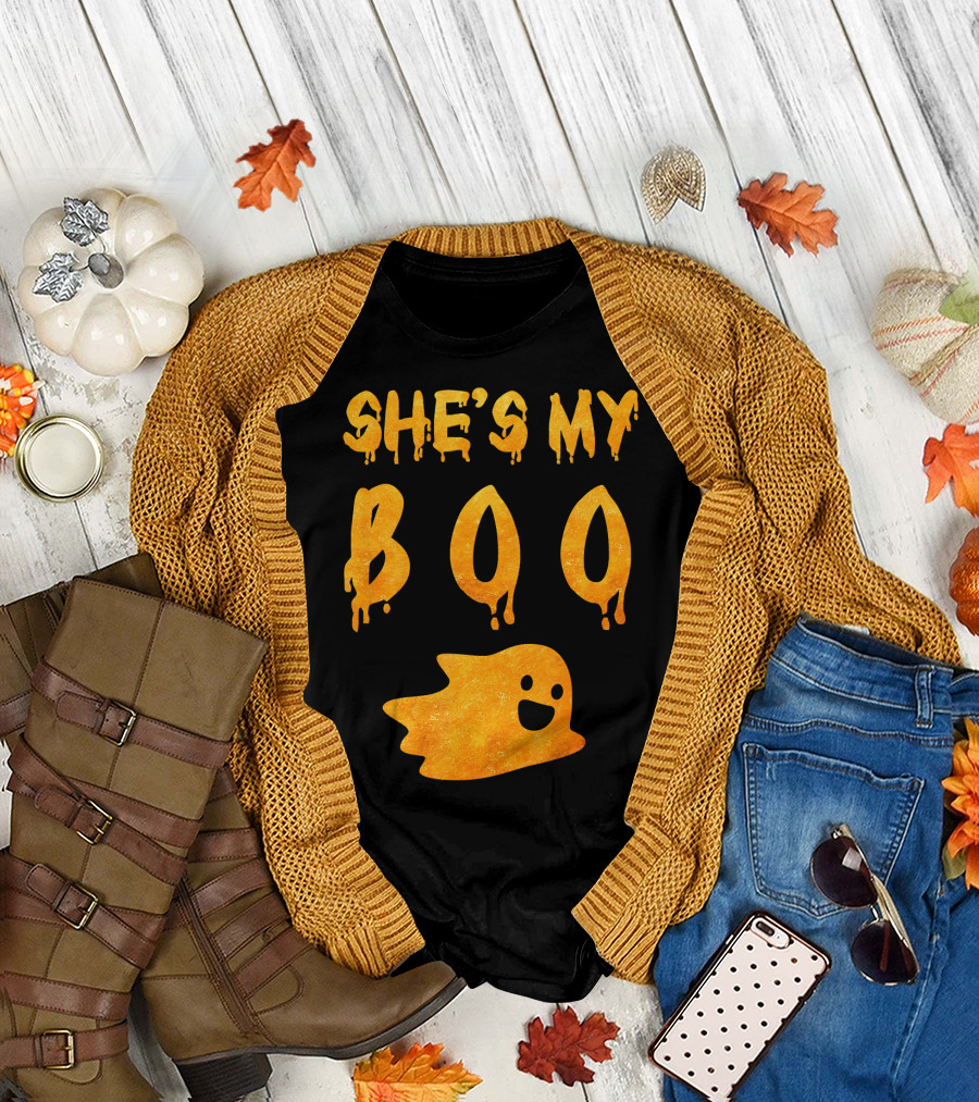 She's My Boo Funny Couples Halloween Costume T-Shirt