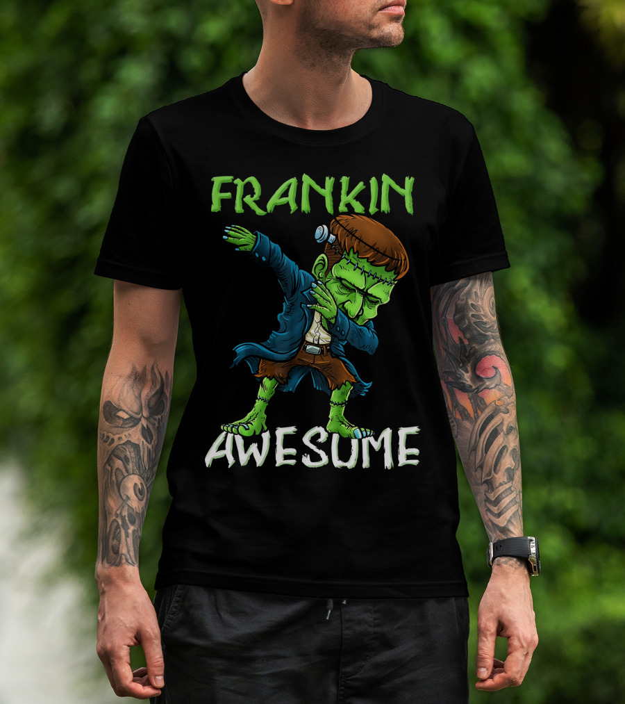 Frankin Awesome Dabbing Frankenstein Halloween T-Shirt