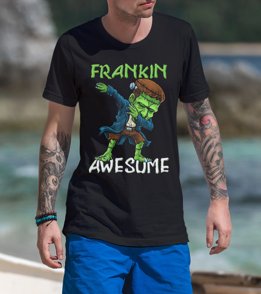 Frankin Awesome Dabbing Frankenstein Halloween T-Shirt