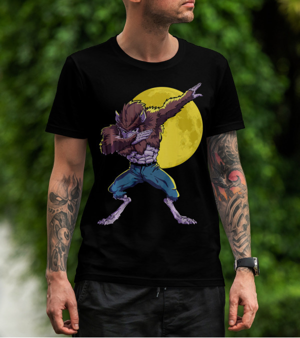 Werewolf Dabbing Halloween Funny Zombie Full Moon T-Shirt