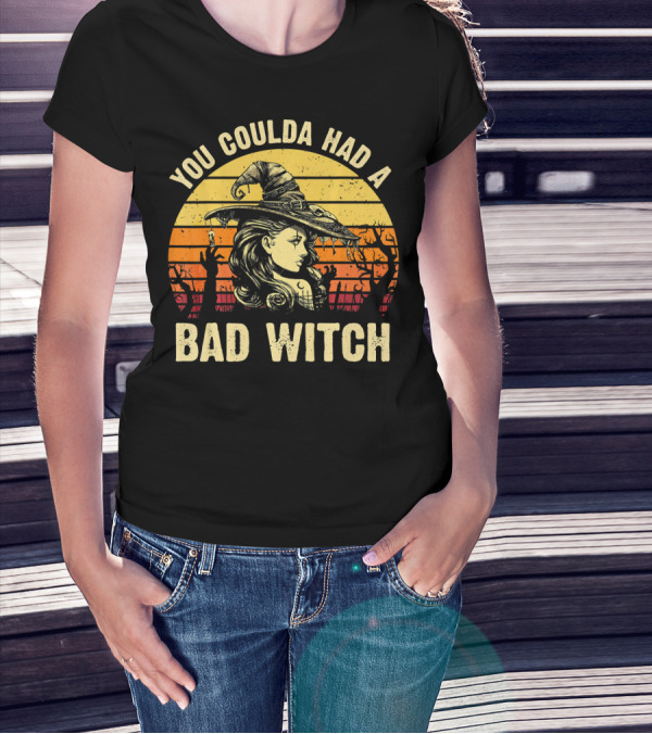You Coulda Had A Bad Witch Vintage Sunset Halloween T-Shirt