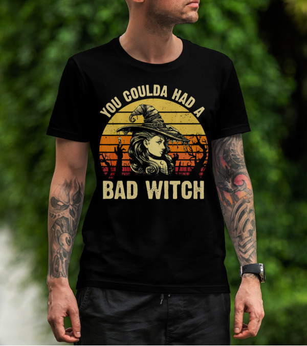 You Coulda Had A Bad Witch Vintage Sunset Halloween T-Shirt