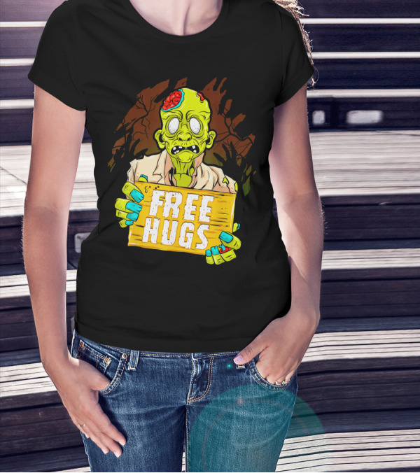 Free Hugs Creepy Zombie Funny Mens Halloween Horror T-Shirt