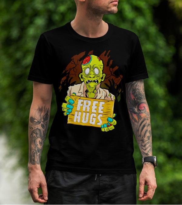 Free Hugs Creepy Zombie Funny Mens Halloween Horror T-Shirt