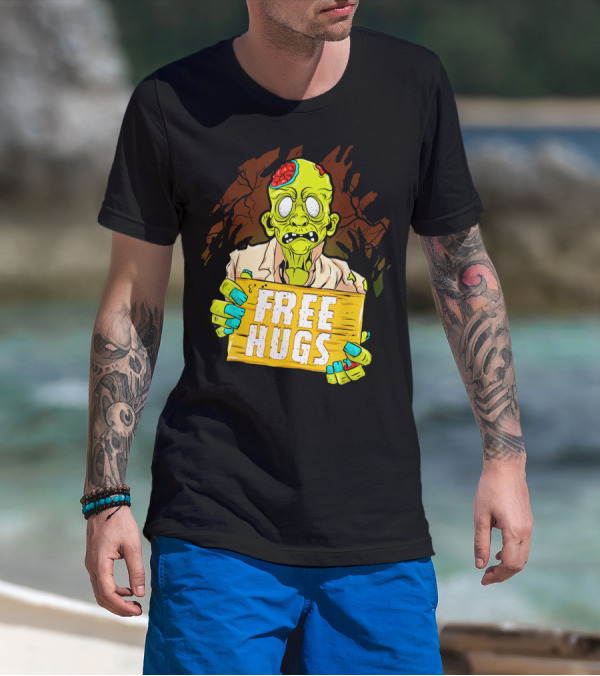 Free Hugs Creepy Zombie Funny Mens Halloween Horror T-Shirt
