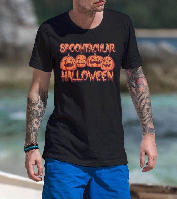 Spooktacular Halloween Pumpkin Faces T-Shirt