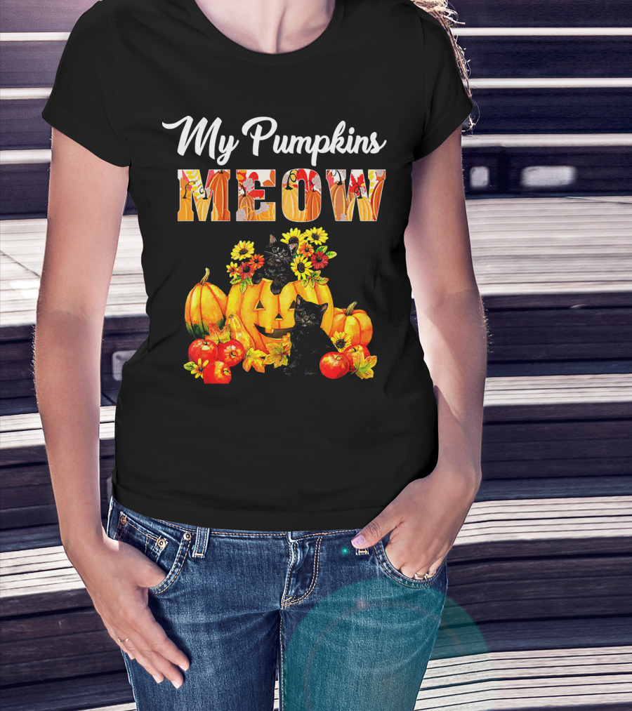 My Pumpkins Meow Cat Halloween Funny Love T-Shirt