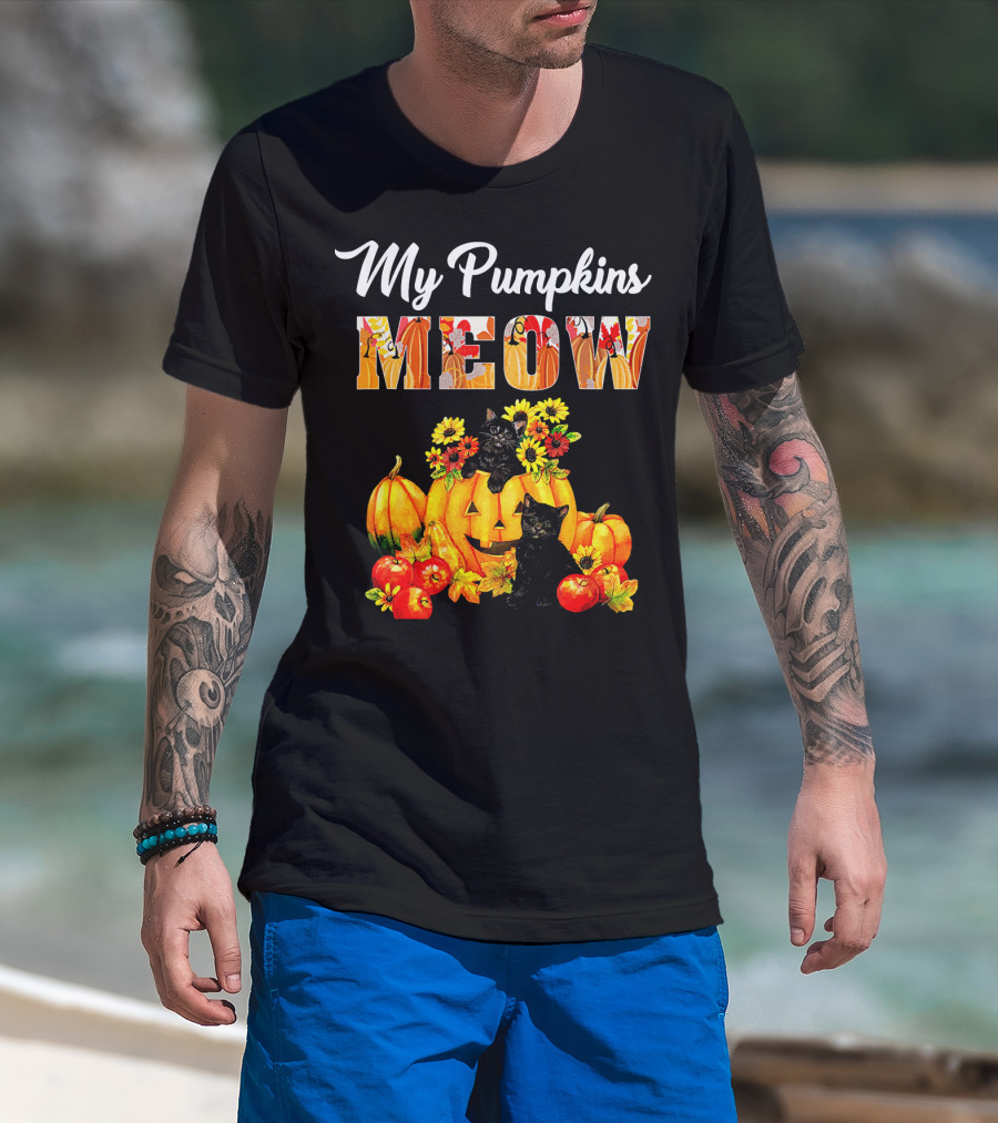 My Pumpkins Meow Cat Halloween Funny Love T-Shirt