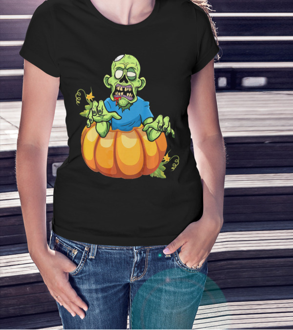 Zombie Rising From Pumpkin T-Shirt