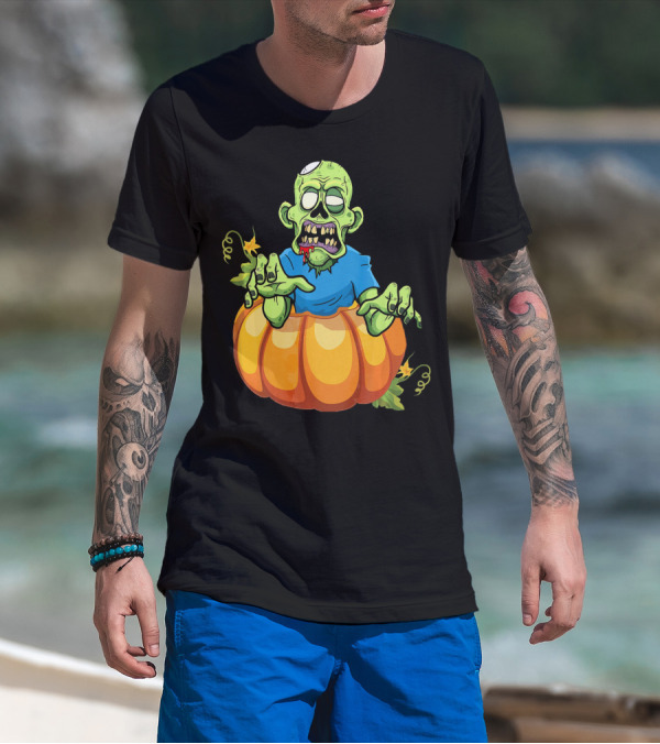 Zombie Rising From Pumpkin T-Shirt