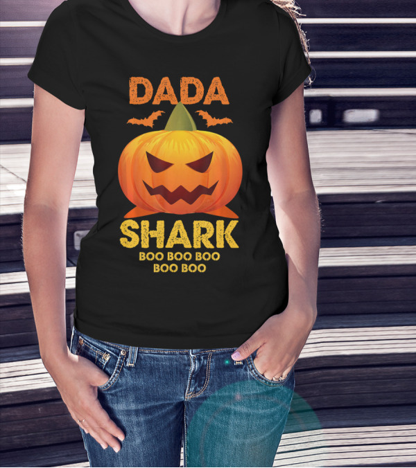 Dada Shark Boo Boo Boo Halloween Pumpkin T-Shirt