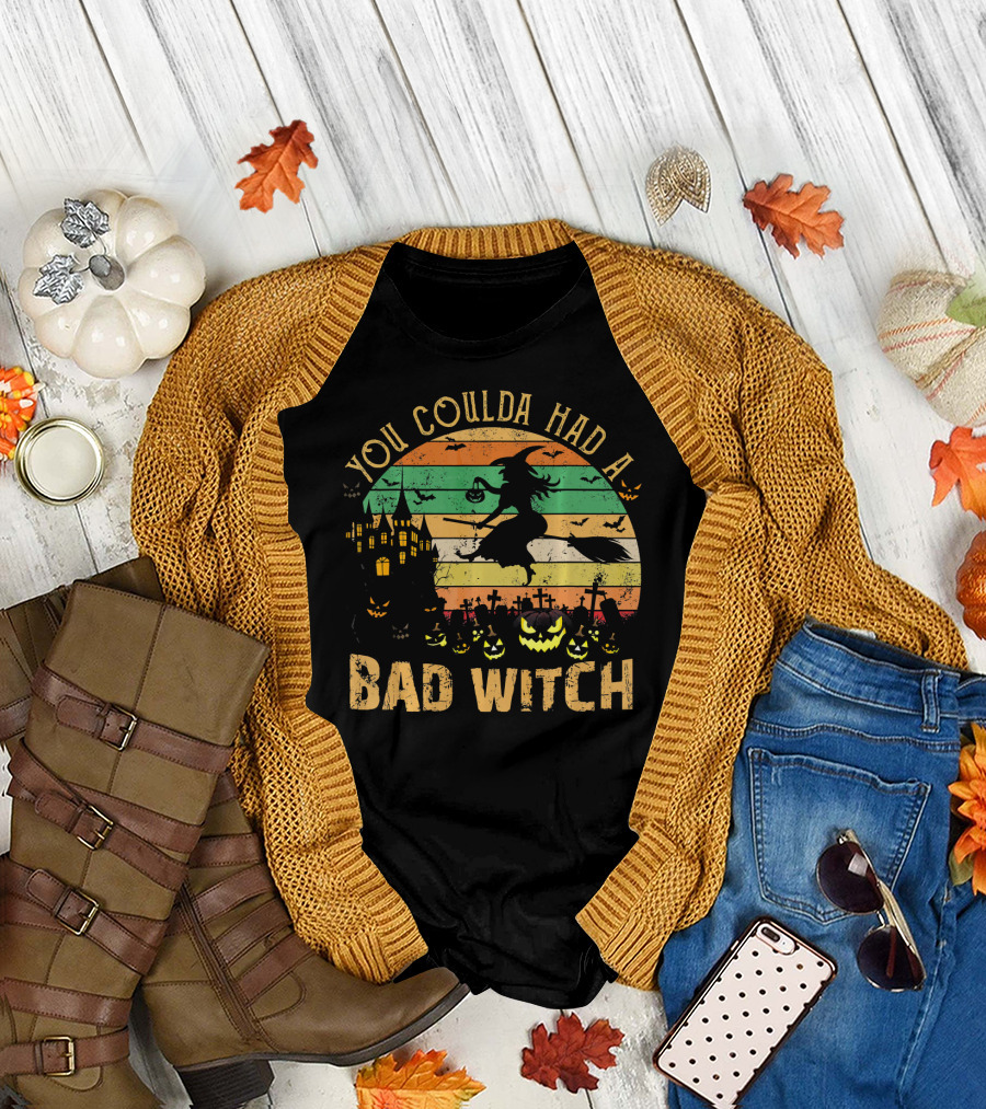 You Coulda Had A Bad Witch Halloween Moon Pumpkin Scene T-Shirt