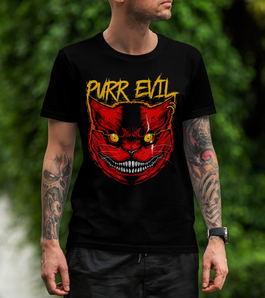 Purr Evil Cat For Halloween Saturday T-Shirt
