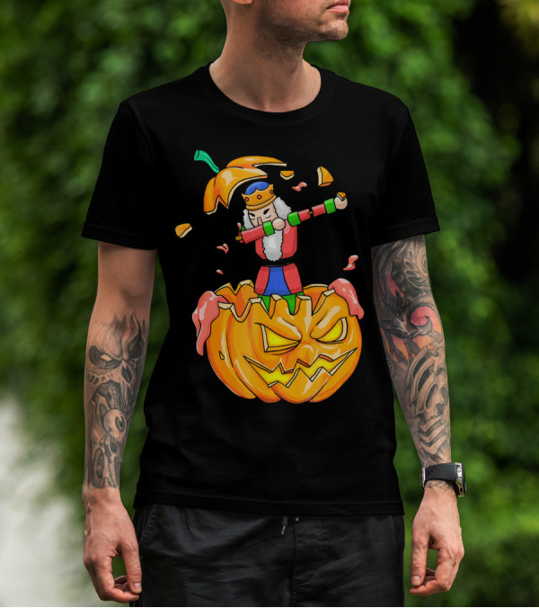 Nutcracker Dabbing On Giant Halloween Pumpkin Fun T-Shirt