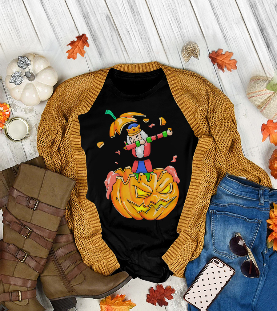 Nutcracker Dabbing on Giant Halloween Pumpkin Fun T-Shirt