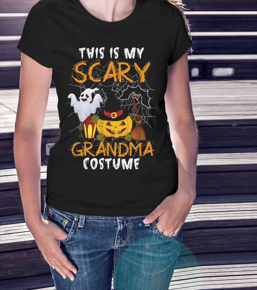 This Is My Scary Grandma Halloween Costume Ghost Pumpkin Spider Web T-Shirt