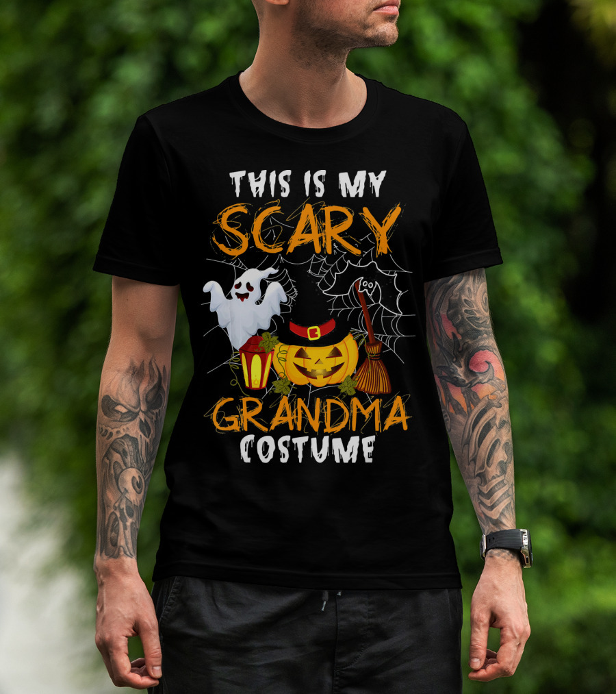 This Is My Scary Grandma Halloween Costume Ghost Pumpkin Spider Web T-Shirt