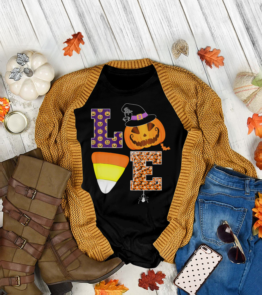 Halloween Pumpkin Candy Corn Love T-Shirt