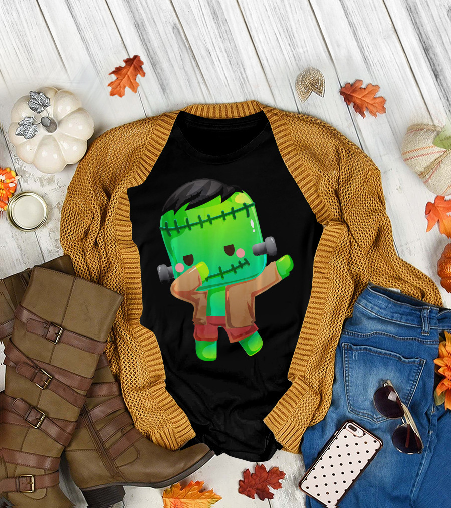 Cute Cartoon Dabbing Frankenstein Monster T-Shirt