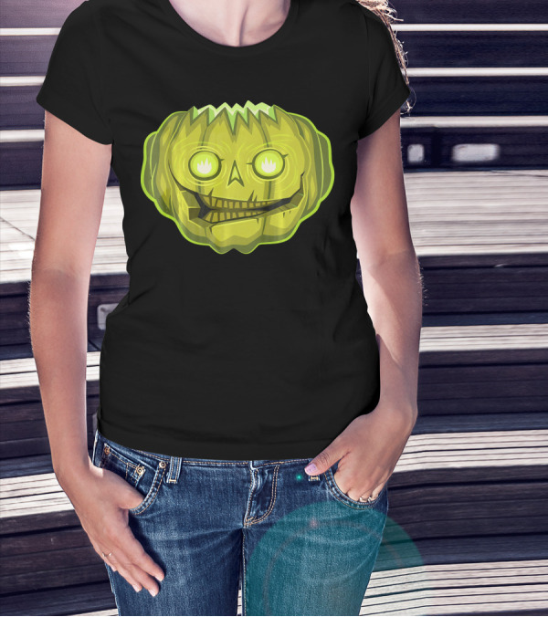 Halloween Zombie Pumpkin Glowing Skull T-Shirt