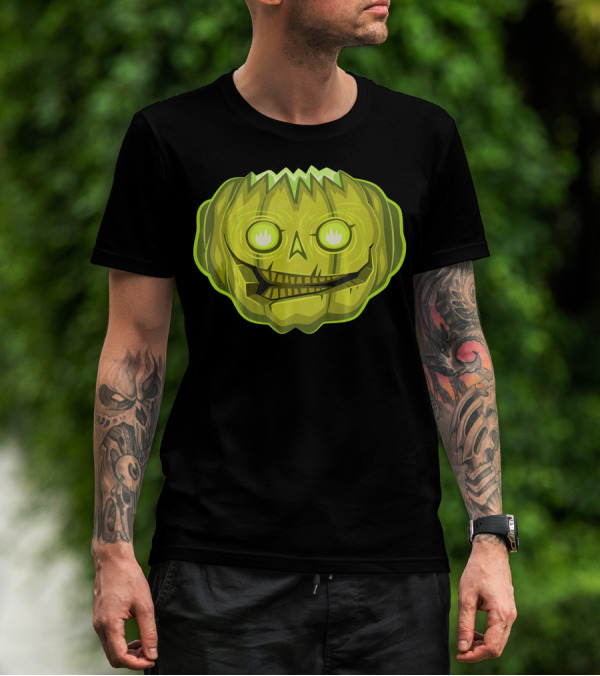 Halloween Zombie Pumpkin Glowing Skull T-Shirt