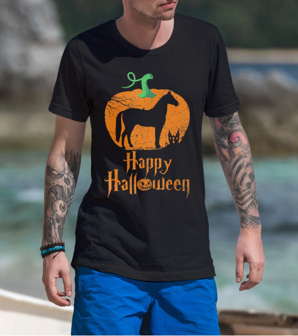 Happy Halloween Horse In Pumpkin T-Shirt