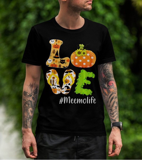 Love Meemolife Pumpkin Flip Flops Halloween T-Shirt