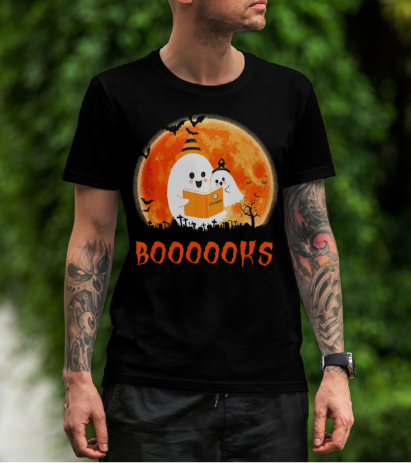 Halloween Ghosts Reading Booooooks With Funny Teacher T-Shirt