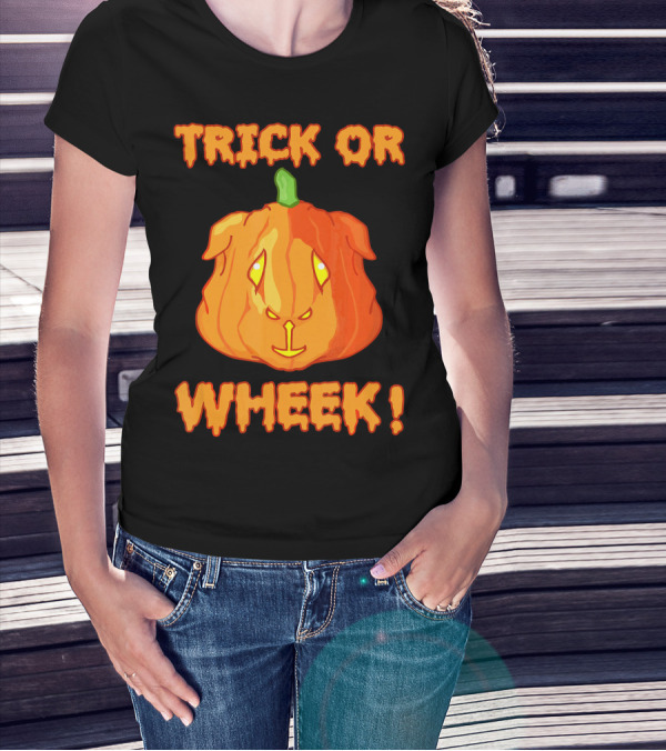 Trick Or Wheek Guinea Pig Jack O Lantern Halloween Fun T-Shirt