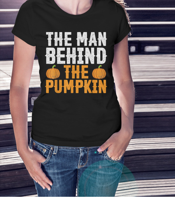 The Man Behind The Pumpkin Men's Funny Halloween Pregnancy Announcement T-Shirt