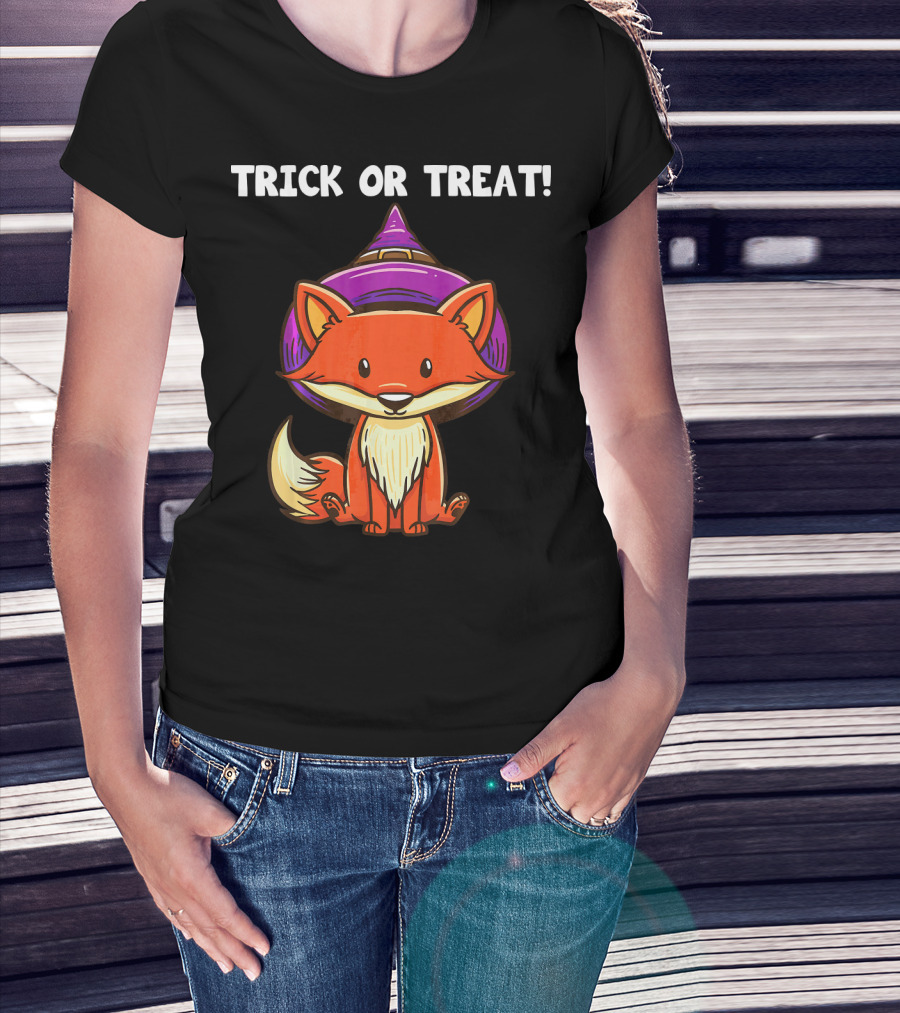 Trick Or Treat Witch Fox Halloween T-Shirt