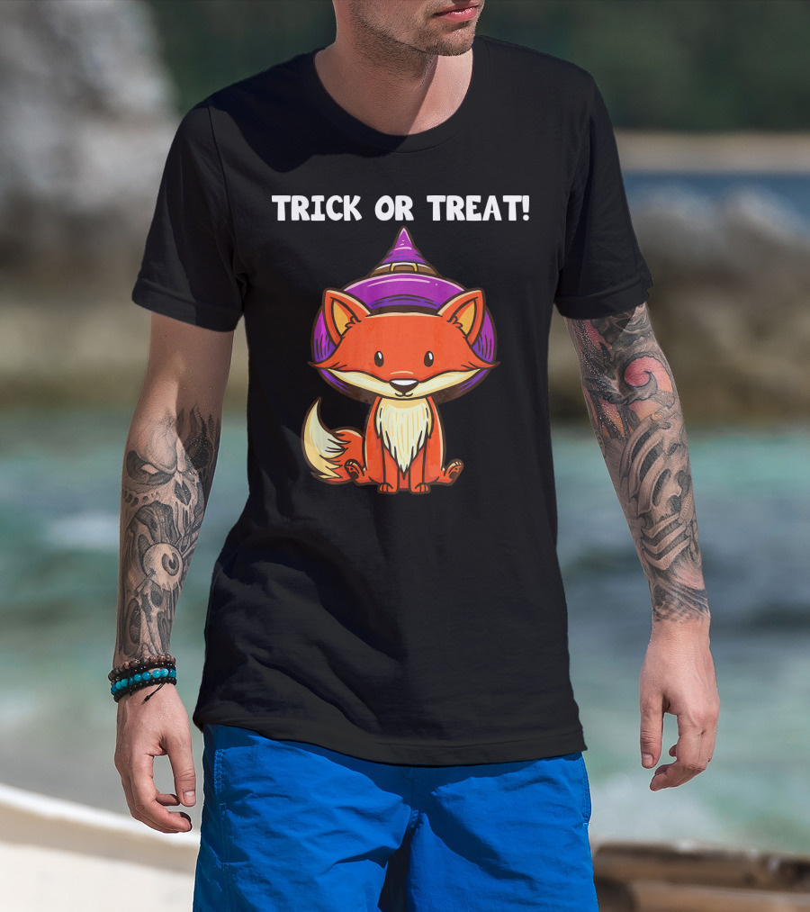 Trick Or Treat Witch Fox Halloween T-Shirt