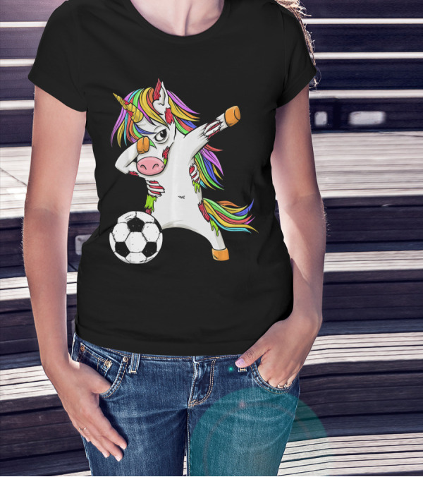 Zombie Unicorn Dabbing Halloween Soccer Ball T-Shirt