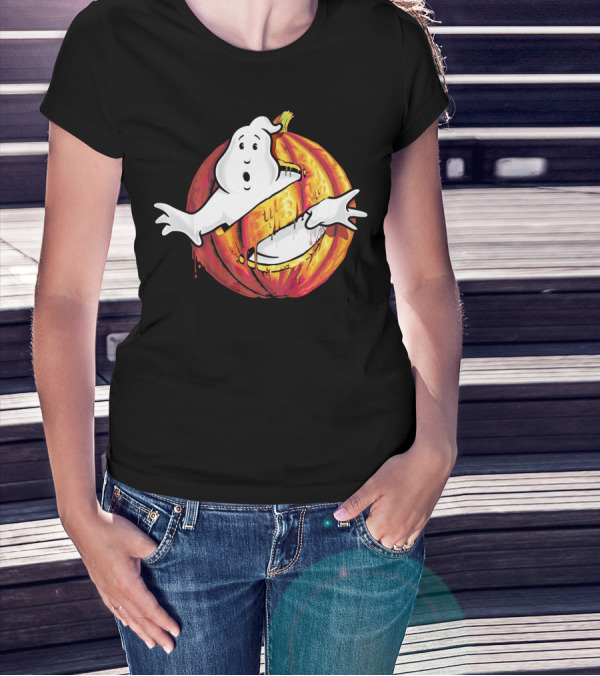 Ghostbusters Classic Logo Halloween Pumpkin Mashup T-Shirt