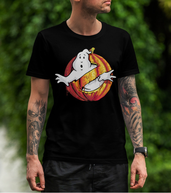 Ghostbusters Classic Logo Halloween Pumpkin Mashup T-Shirt