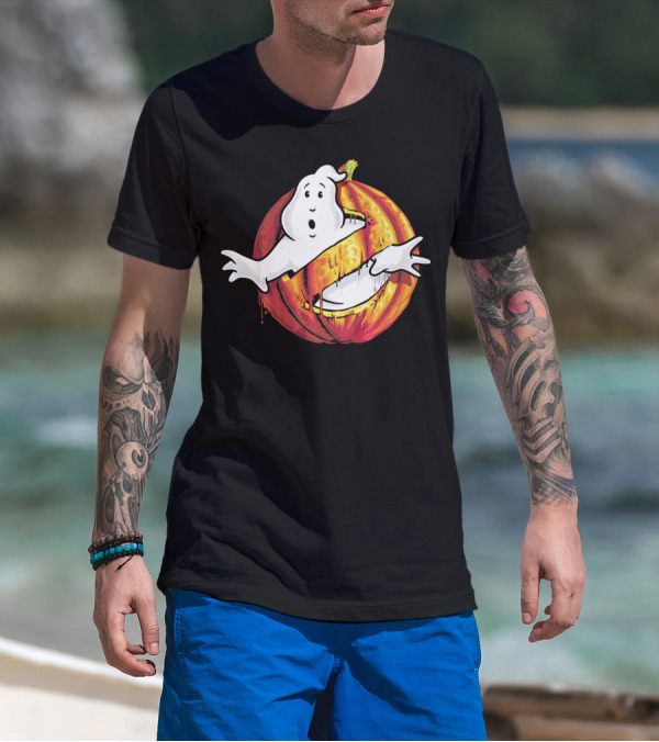 Ghostbusters Classic Logo Halloween Pumpkin Mashup T-Shirt