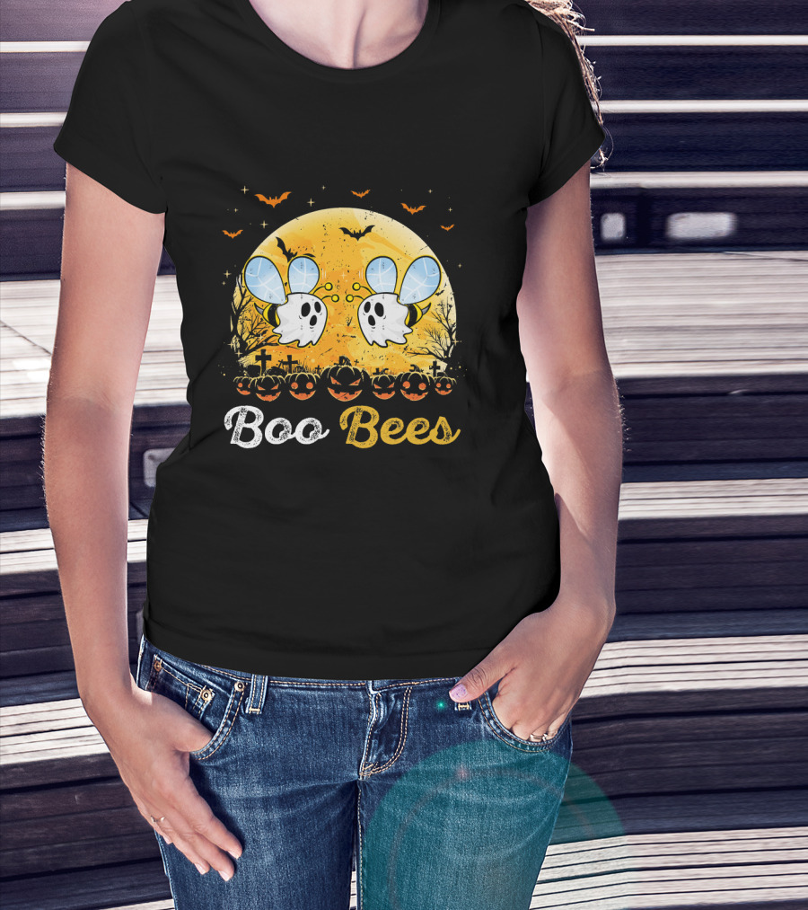 Boo Bees Halloween Moon Pumpkins Bats Crosses T-Shirt