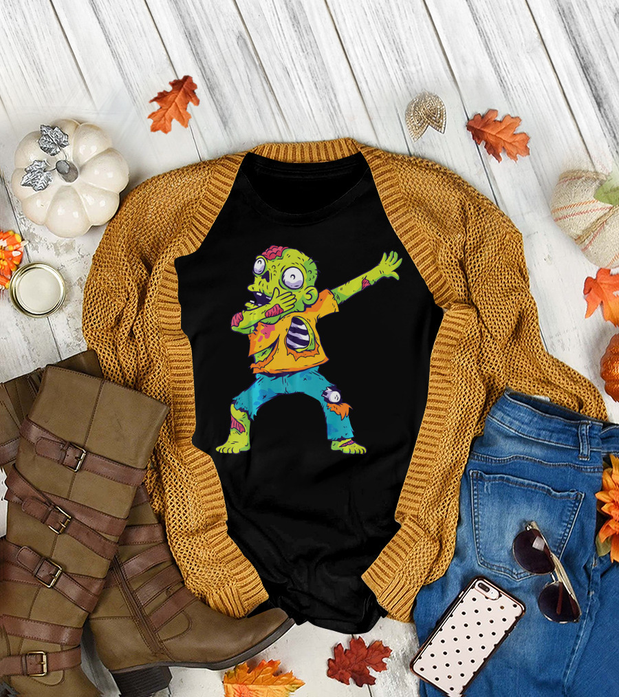 Dabbing Zombie Funny Halloween Zombi Cute Cartoon T-Shirt