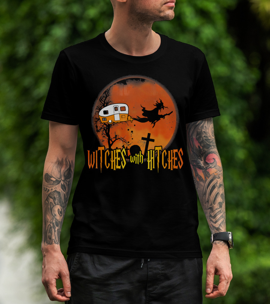 Witches With Hitches Halloween Camper Scene T-Shirt