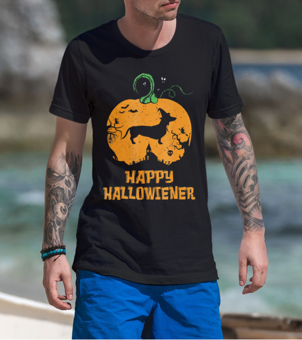 Happy Halloweiner Halloween Dachshund Pumpkin T-Shirt