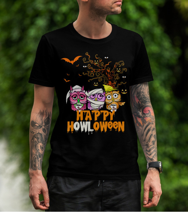 Happy Howloween Funny Mummy Witch Owls Halloween T-Shirt
