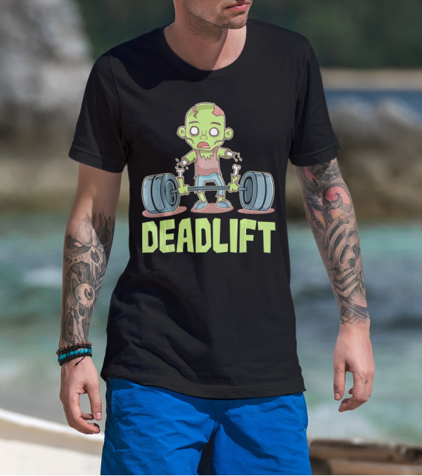 Deadlift Zombie Lifting Cartoon Undead Weightlifting T-Shirt